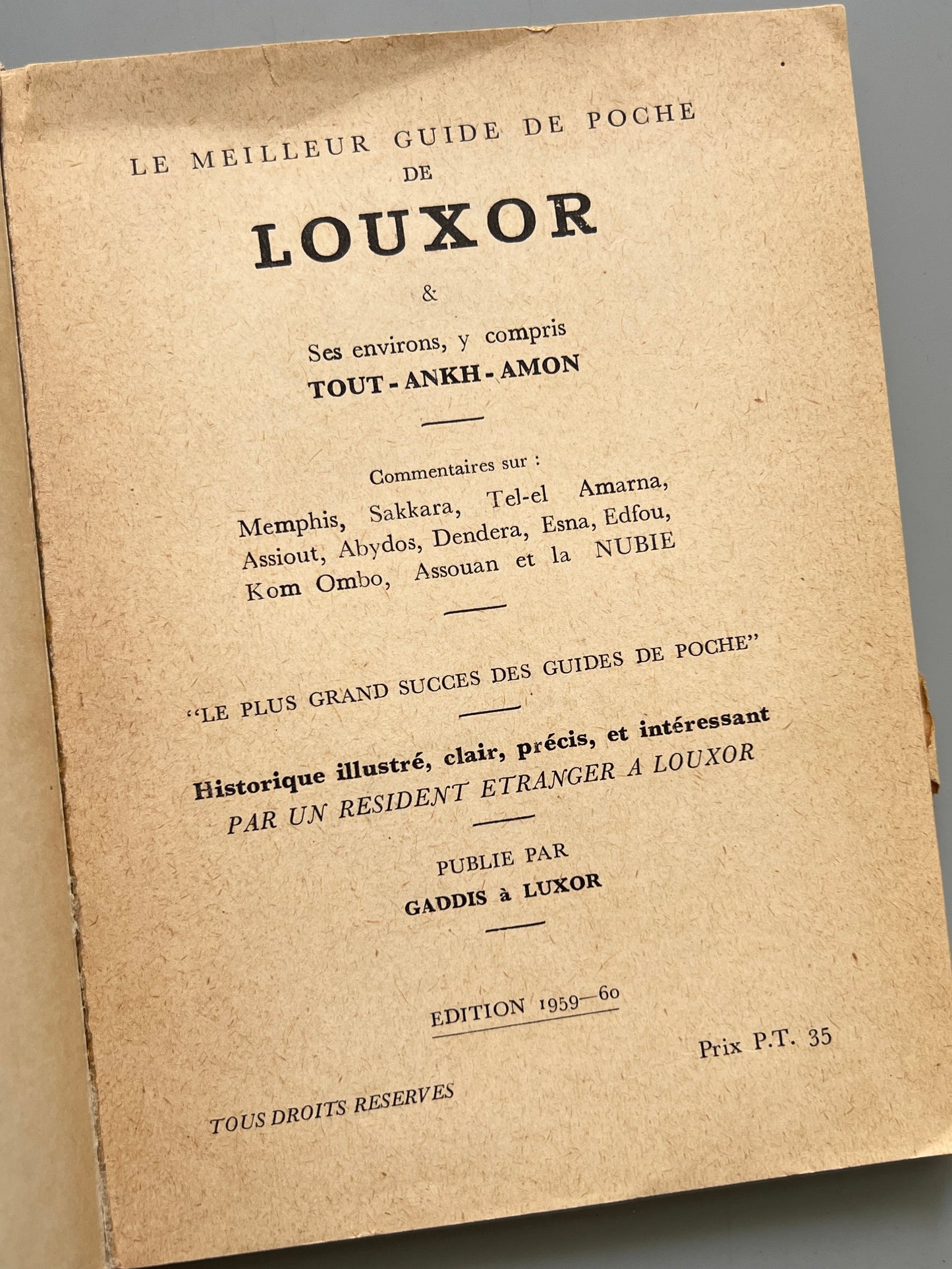 Libro de: Le meilleur guide de poche de Luxor - Gaddis À Luxor, 1959-60