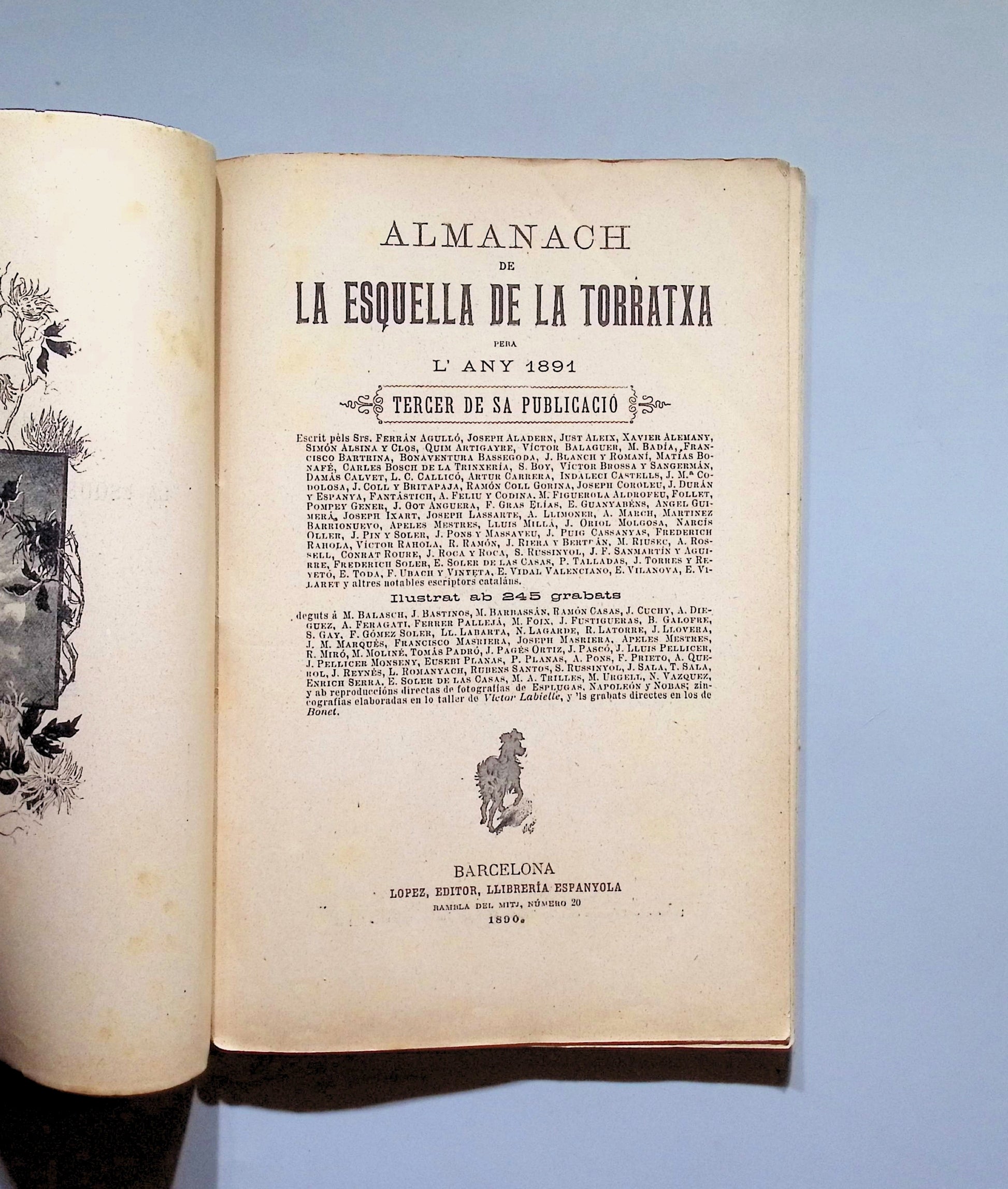 Libro de: Almanach De La Esquella De La Torratxa - Antoni Lopez Editor. 1891