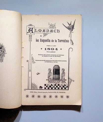 Libro de: Almanach De La Esquella De La Torratxa - Antoni Lopez Editor. 1894