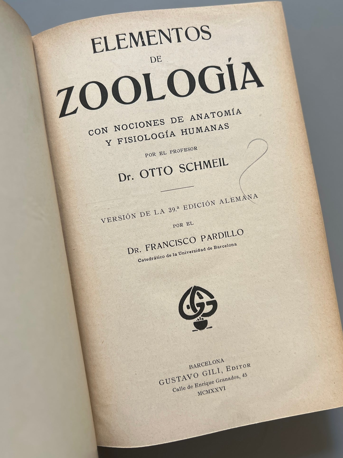 Libro de: Elementos de historia natural, Otto Schmeil - Gustavo Gili Editor, 1926