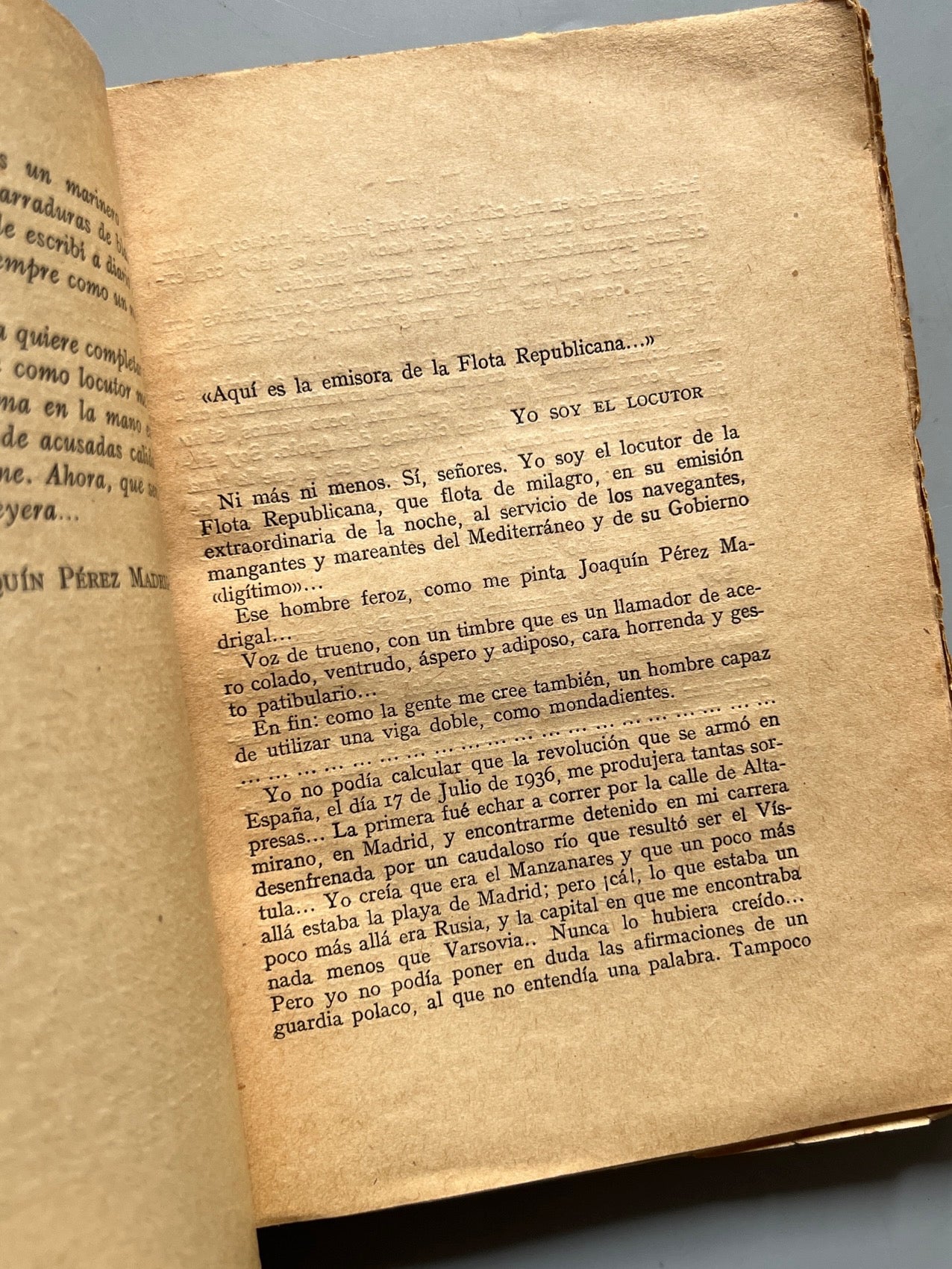 Libro de: Aquí es la emisora de la flota republicana..., Joaquín Perez Madrigal - 1938