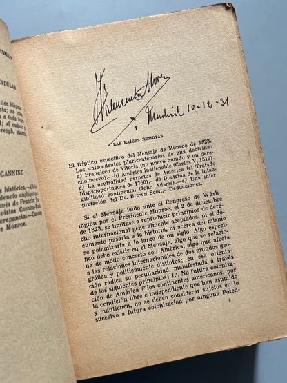 Libro de: Doctrina de Monroe y cooperación internacional, Camilo Barcia Trelles - Editorial Mundo Latino, 1931