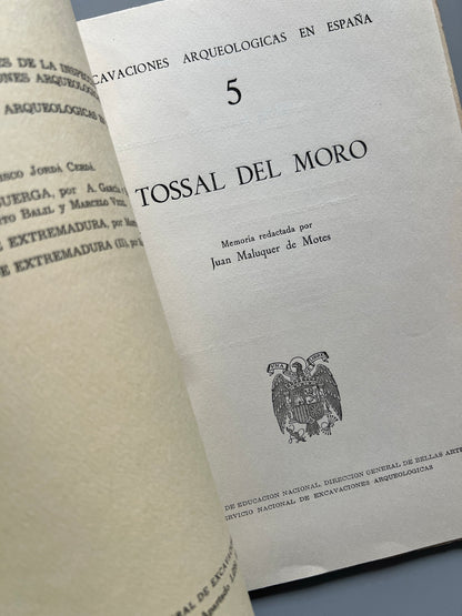 Libro de: Tossal del Moro, Juan Maluquer de Motes - Excavaciones Arqueológicas en España, 1962