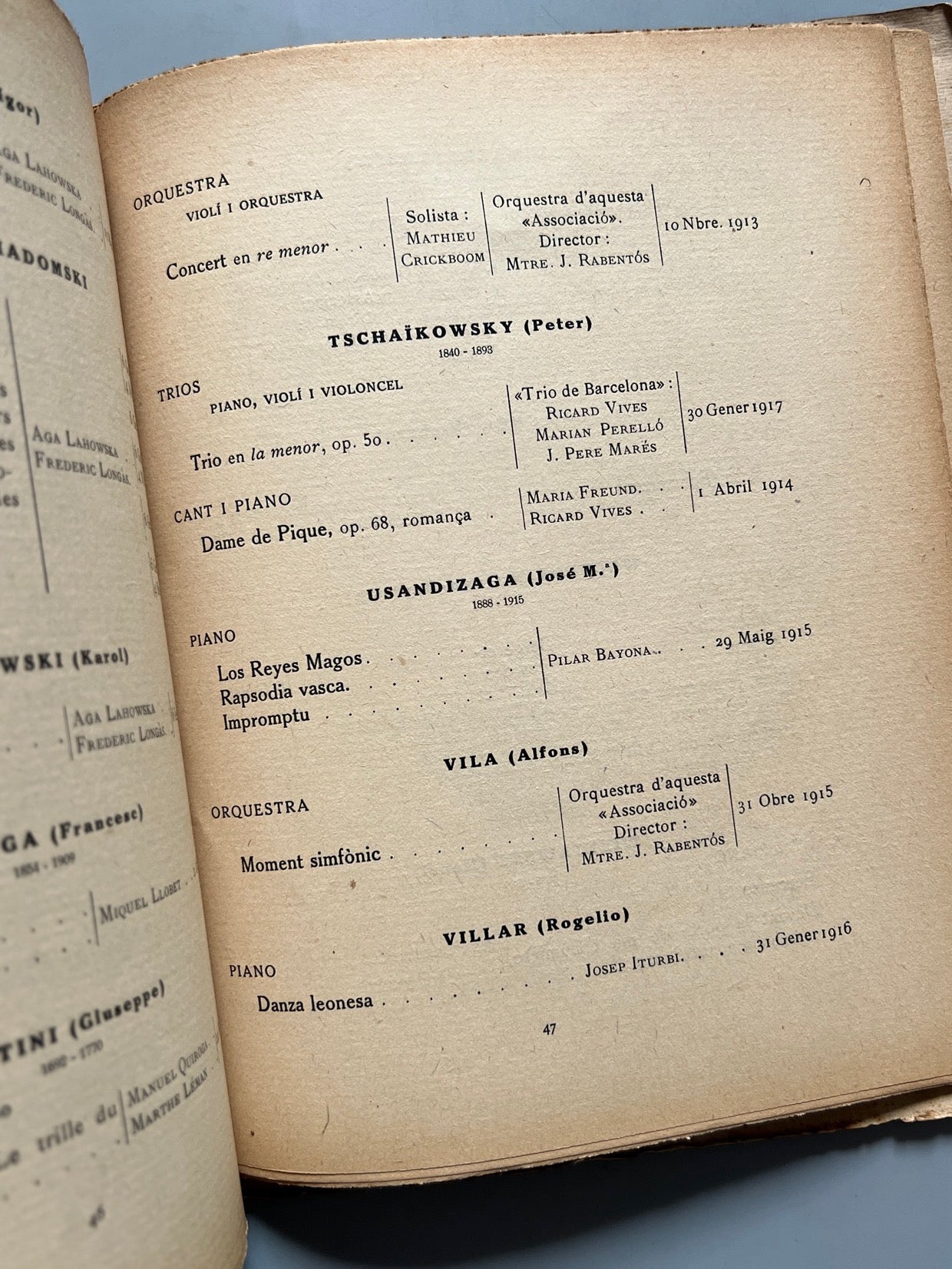 Libro de: L'obra de la Associació de Música da Camera, primer volum - Oliva de Vilanova Impressor, 1919