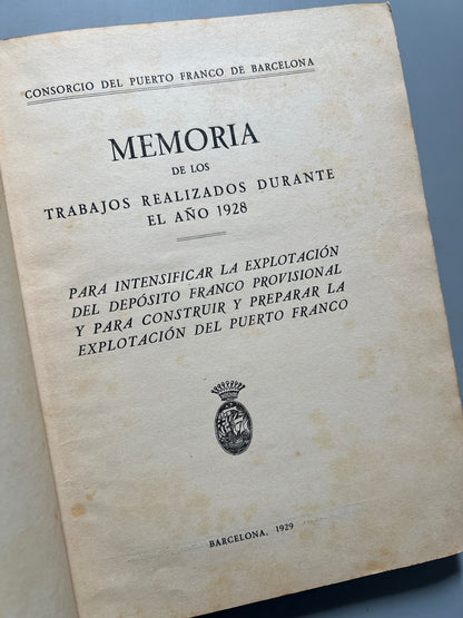 Libro de: Memoria anual del Puerto Franco de Barcelona 1923, Consorcio del Puerto Franco de Barcelona, 1929