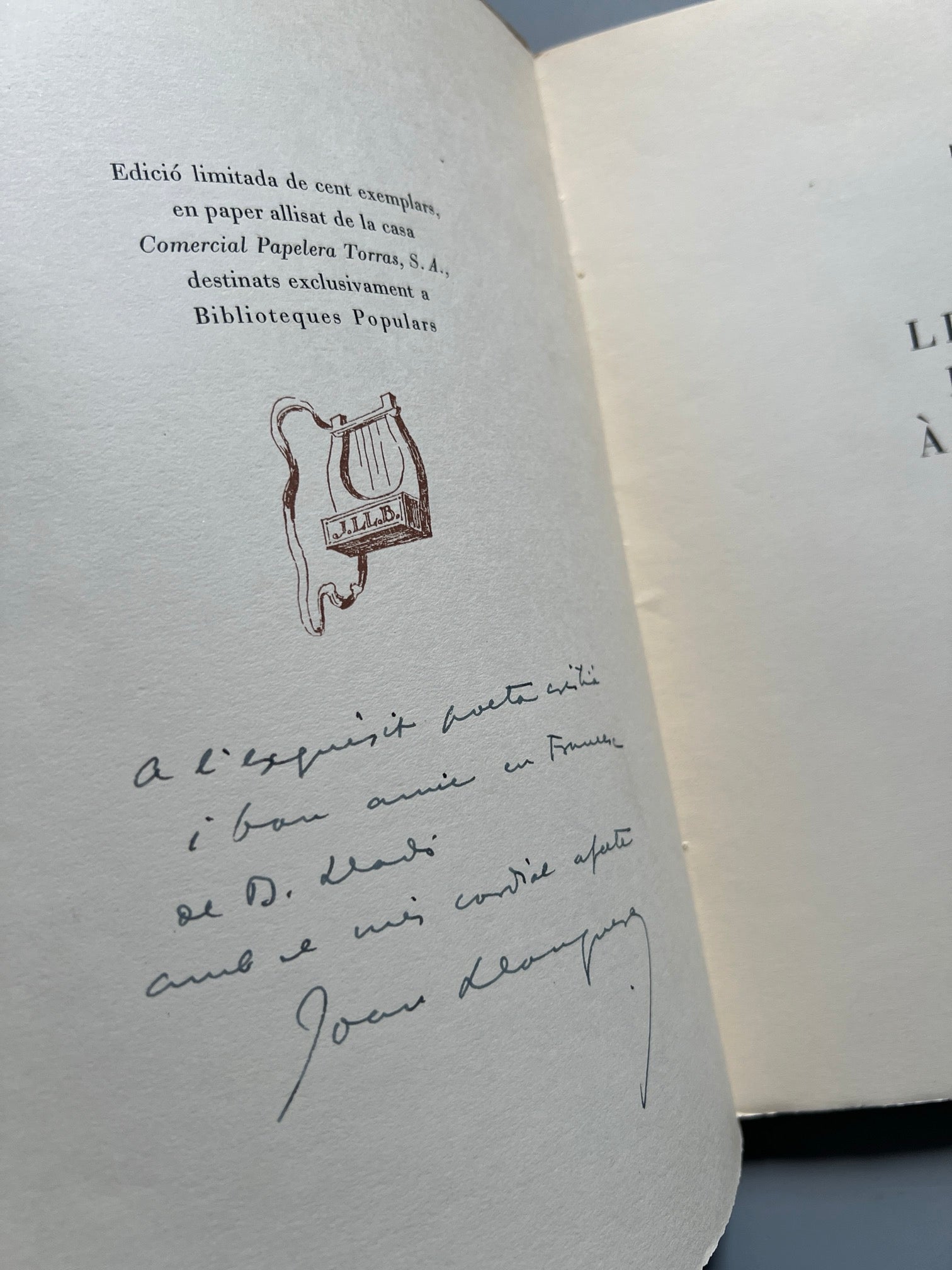 Libro de: El llibre dels àngels, Joan Llongueres (firmado) - Edicions Cíthara, 1952