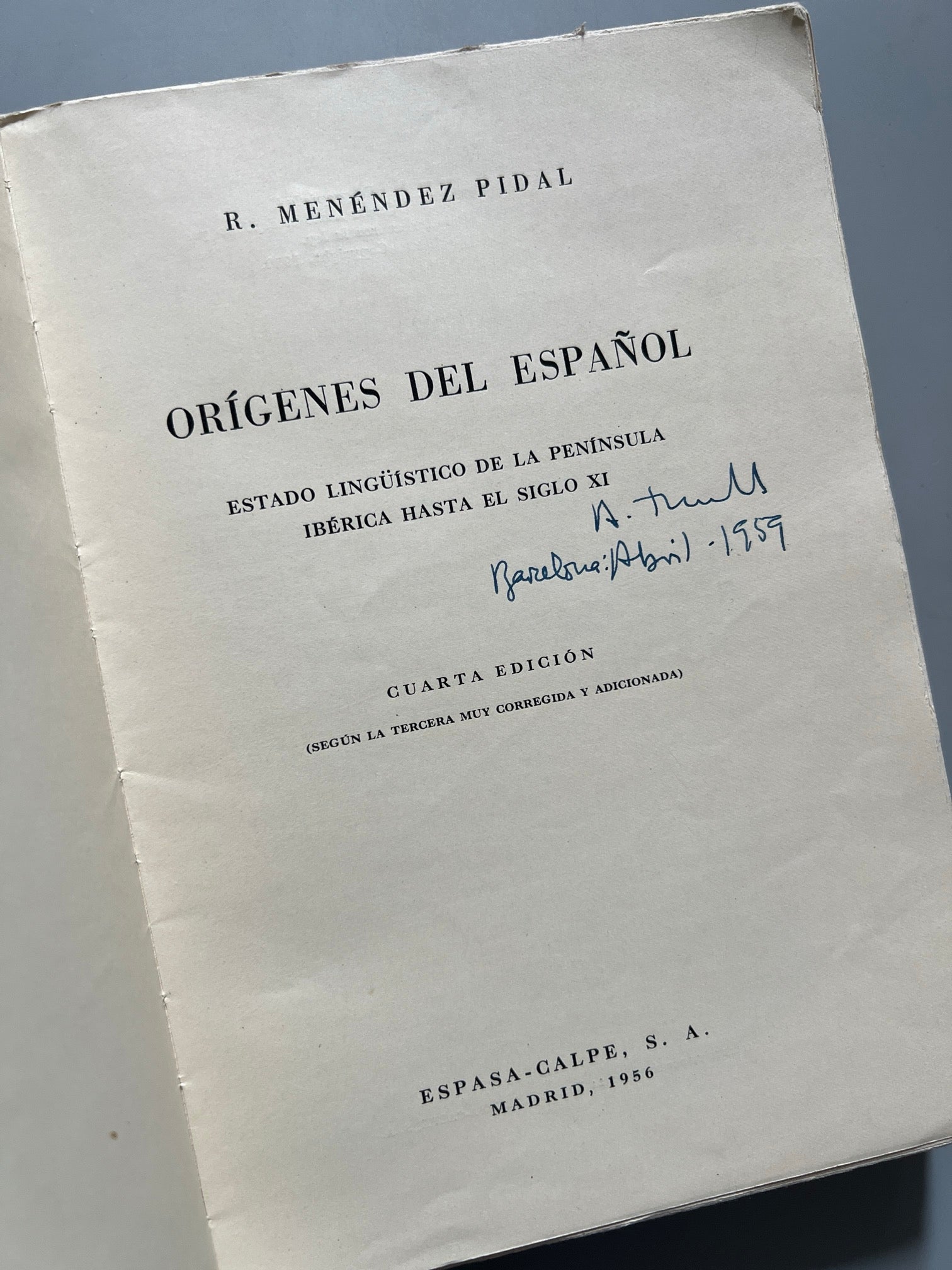 Libro de: Orígenes del español, R. Menéndez Pidal - Espasa-Calpe, 1956