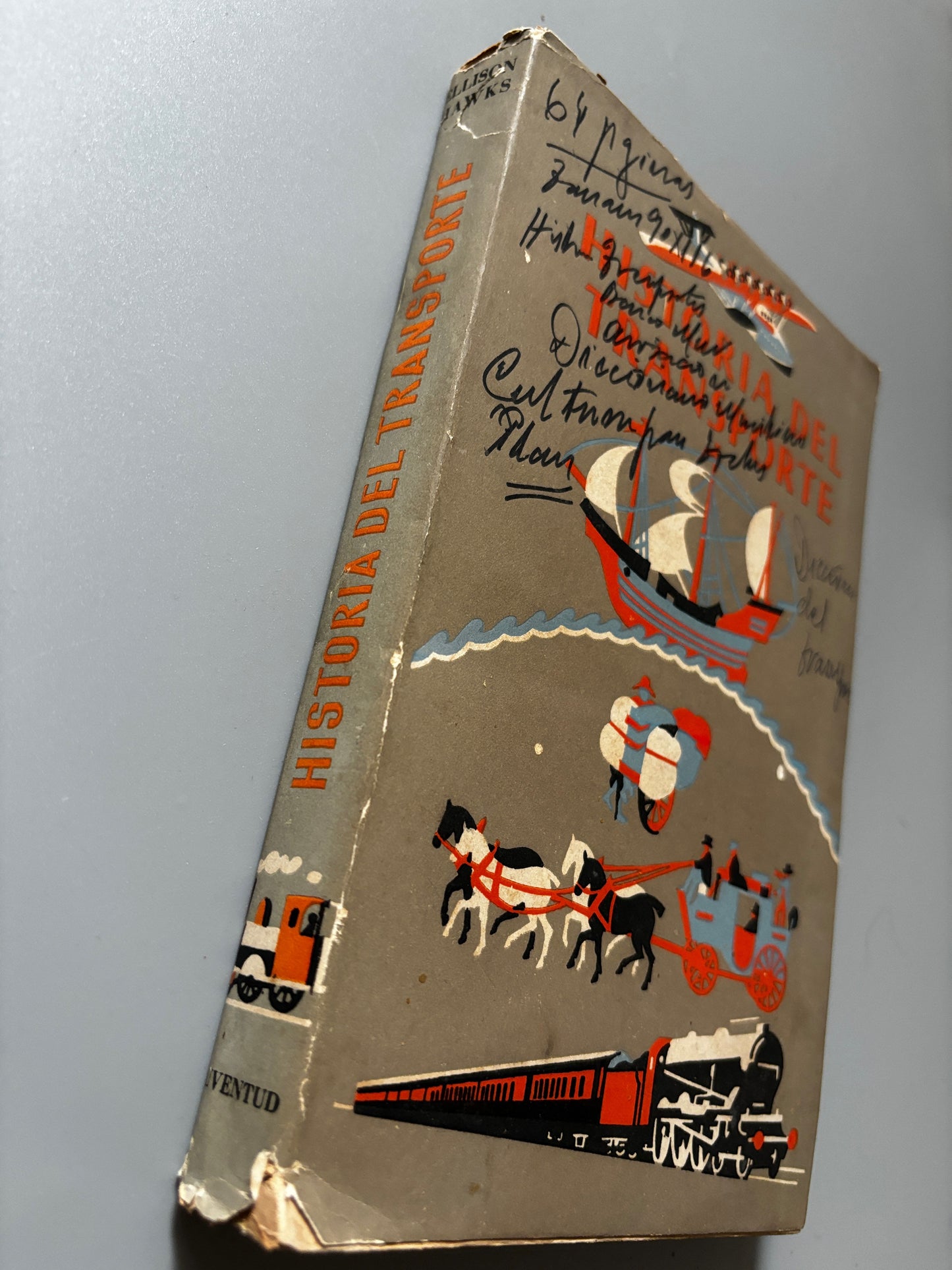 Libro de: Historia del transporte, Ellison Hawks (primera edición) - Editorial Juventud, 1946