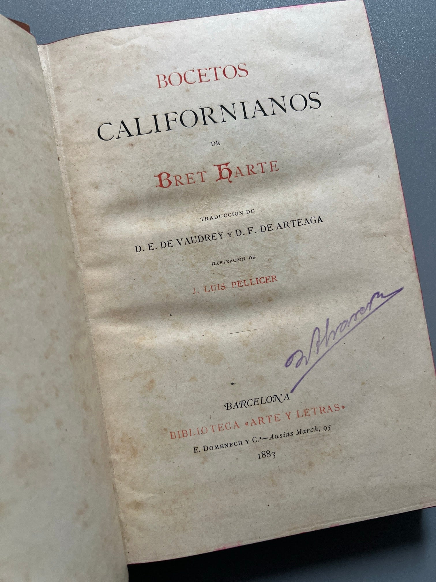 Libro de: Bocetos californianos, Bret Harte - Biblioteca Arte y Letras, 1883