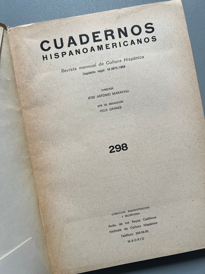 Libro de: Cuadernos hipanoamericanos nº298 - Ediciones Mundo Hispánico, 1975