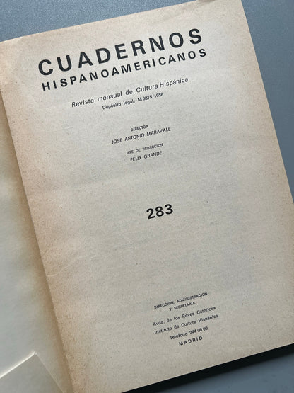 Libro de: Cuadernos hispanoamericanos nº283 - Ediciones Mundo Hispanico, 1974