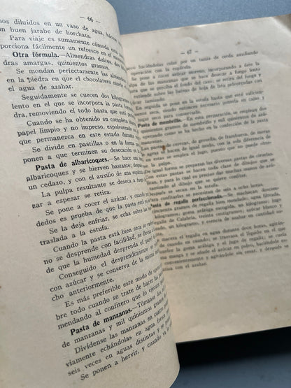 Libro de: Manual práctico de confitería, repostería y pastelería, Roberto Visconti - Barcelona, 1922