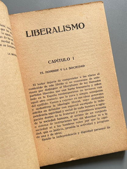 Libro de: Liberalismo, Fernando Valera - Cuadernos de Cultura, 1930