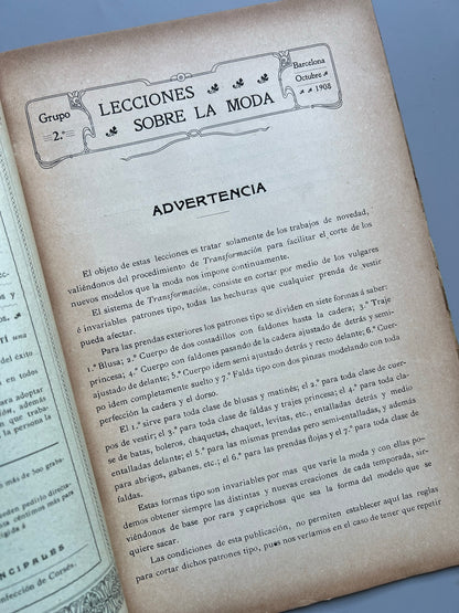 Libro de: Lecciones profesionales. Academia Central de Corte y Confección Martí - octubre, 1908