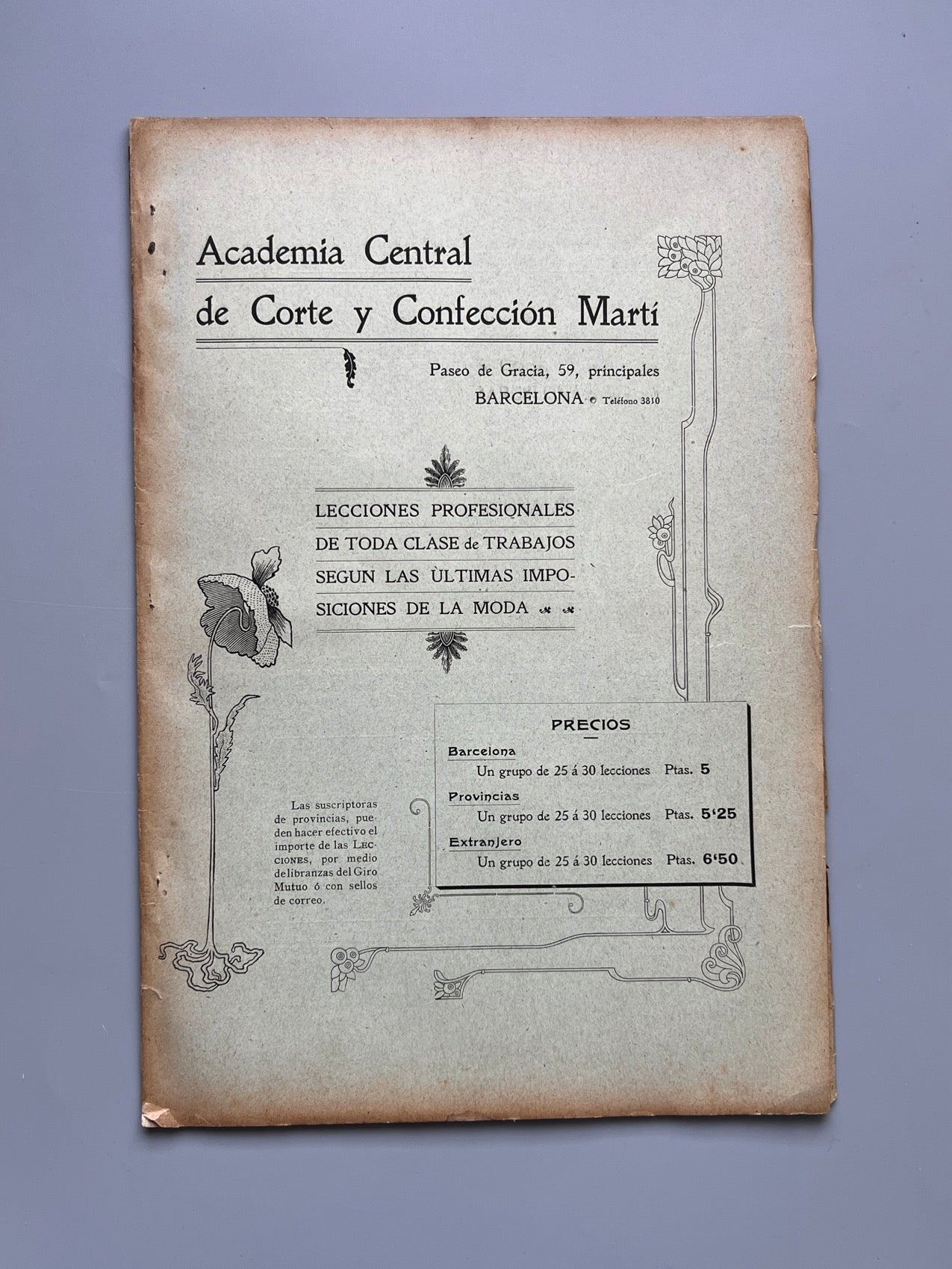 Lecciones profesionales. Academia Central de Corte y Confección Martí - octubre, 1908