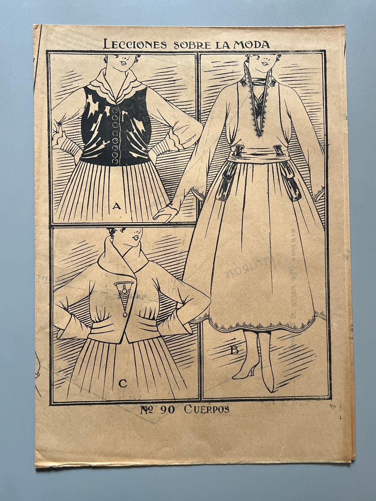 Lecciones sobre la moda. Cuerpos nº90. Patrones graduables Sistema Martí - ca, 1915-20