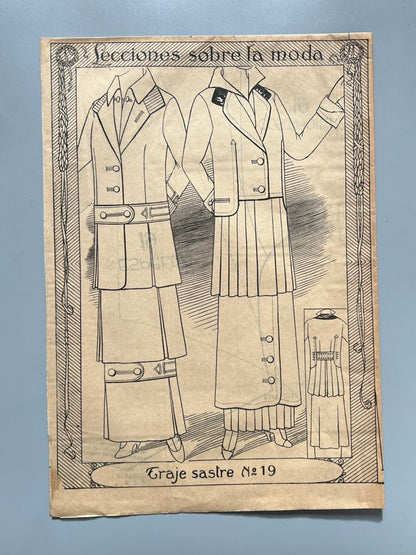 Lecciones sobre la moda. Traje Sastre nº19. Patrones graduables Sistema Martí - ca. 1915-20