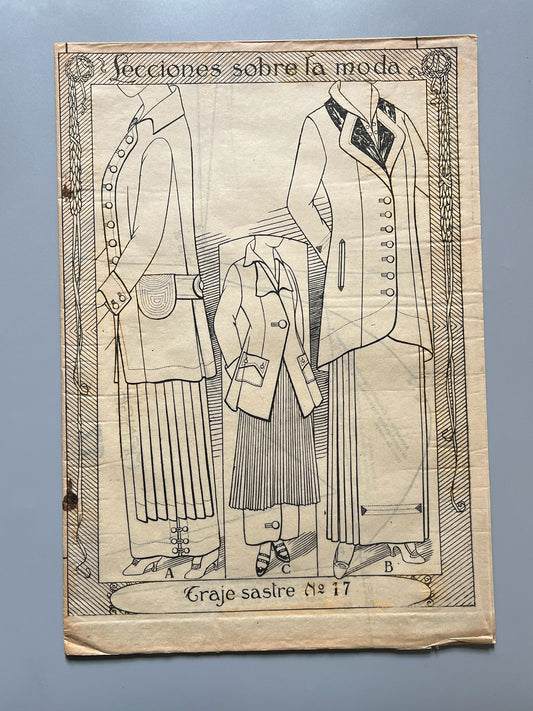 Lecciones sobre la moda. Traje Sastre Nº17. Patrones graduables Sistema Martí - ca. 1915-20