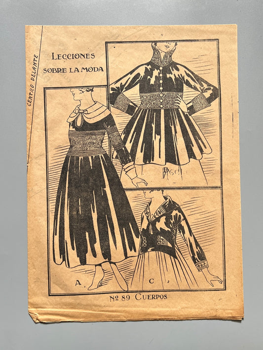 Lecciones sobre la moda. Cuerpos nº89. Patrones graduables Sistema Martí - ca. 1915-20