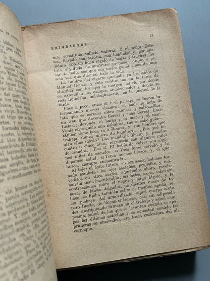 Libro de: Emigrantes, Ferreira de Castro (primera edición) - Editorial Cenit, 1930