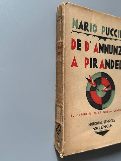 Libro de: De d'Annunzio a Pirandello, Mario Puccini - Editorial Sempere, 1927