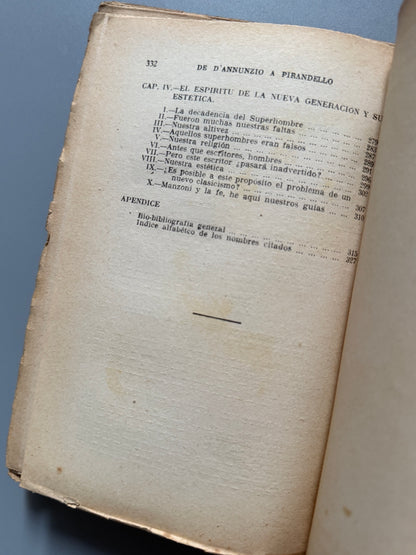 Libro de: De d'Annunzio a Pirandello, Mario Puccini - Editorial Sempere, 1927