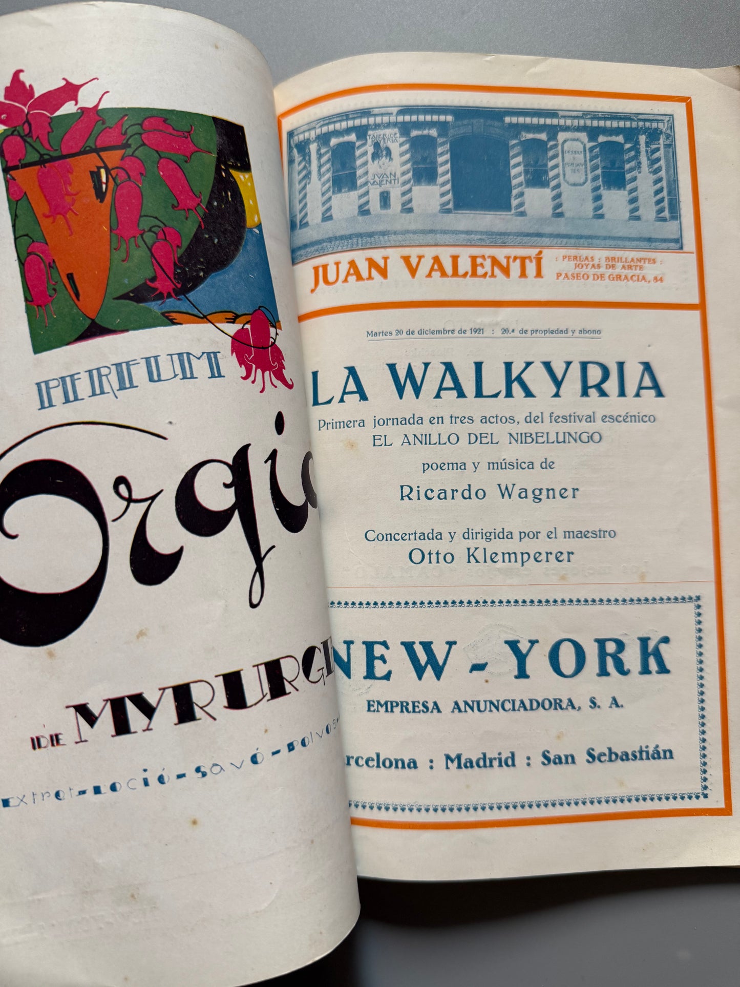 Libro de: Gran Teatro del Liceo. La Walkyria, Richard Wagner - Programa 1921-1922.