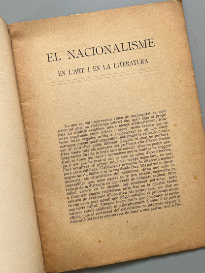 Libro de: Conferències den Jaume Brossa, Jaume Brossa. Nacionalisme - Ateneu Barcelonès, 1906