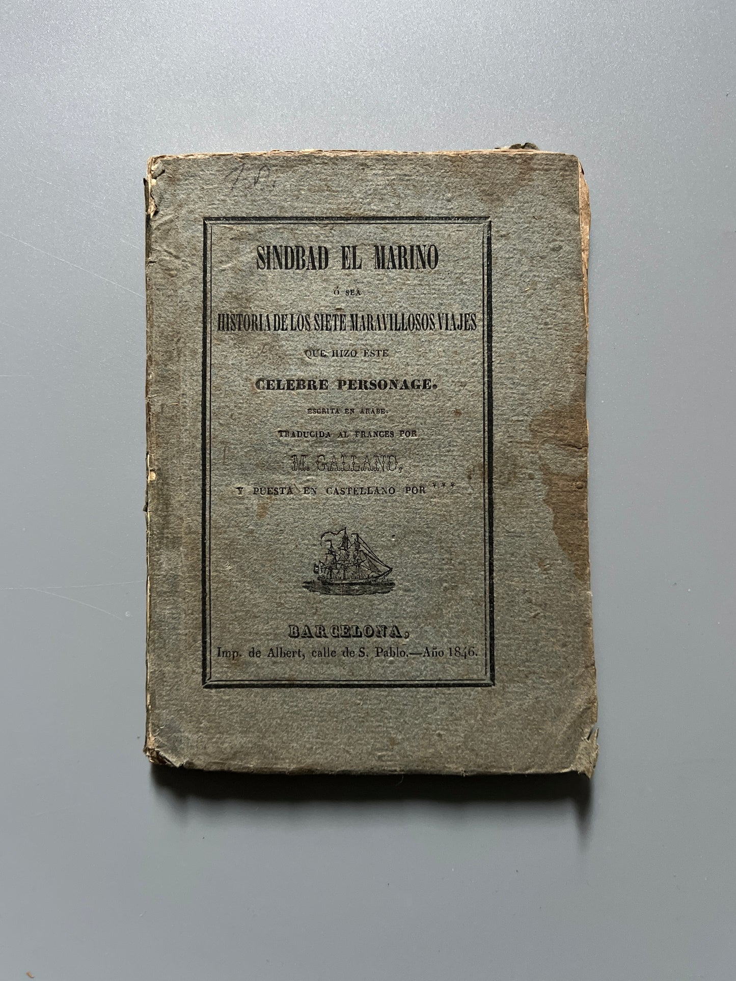 Sinbad el marino, M. Galland (primera edición) - Barcelona, 1846