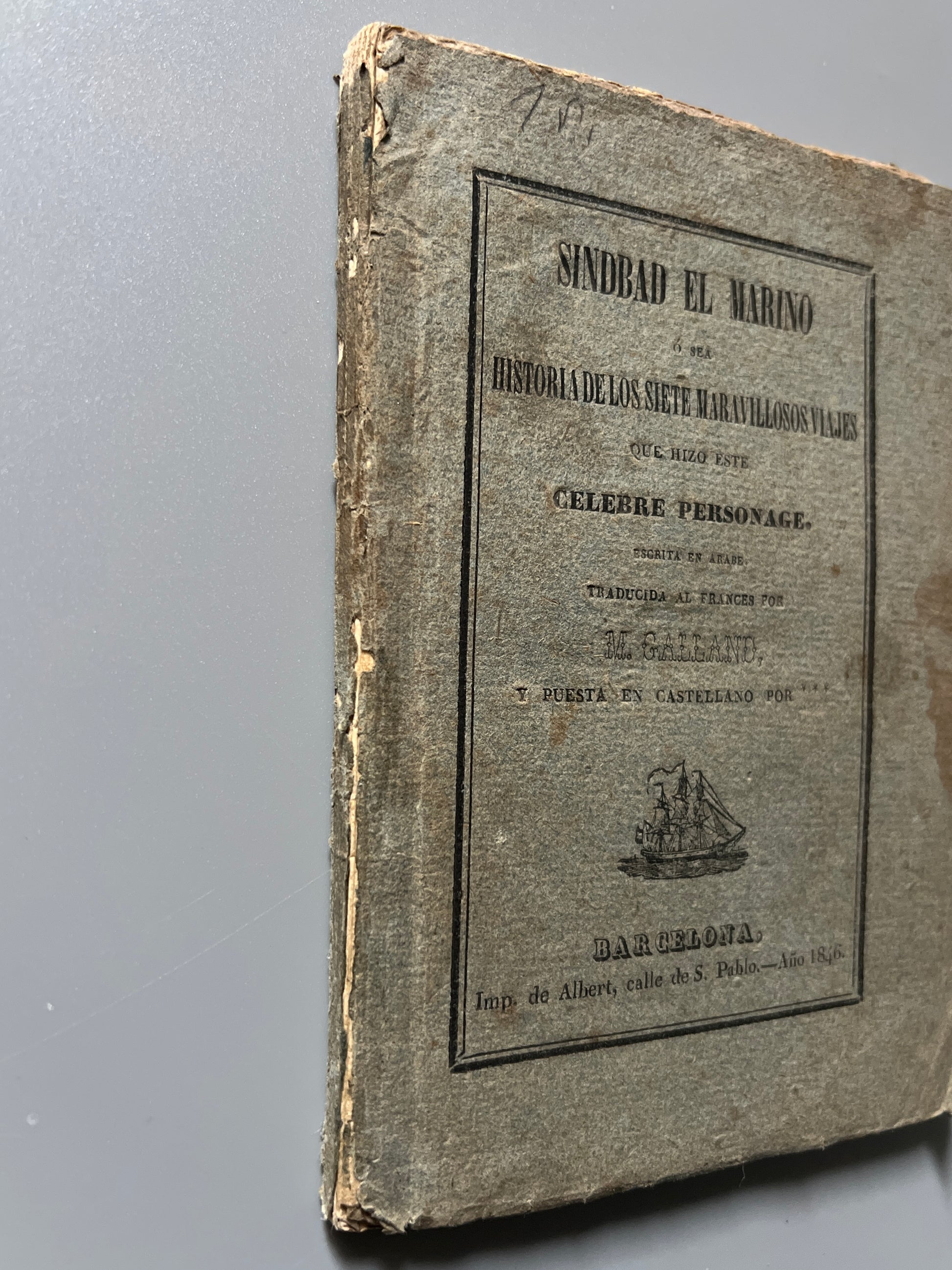 Libro de: Sinbad el marino, M. Galland (primera edición) - Barcelona, 1846