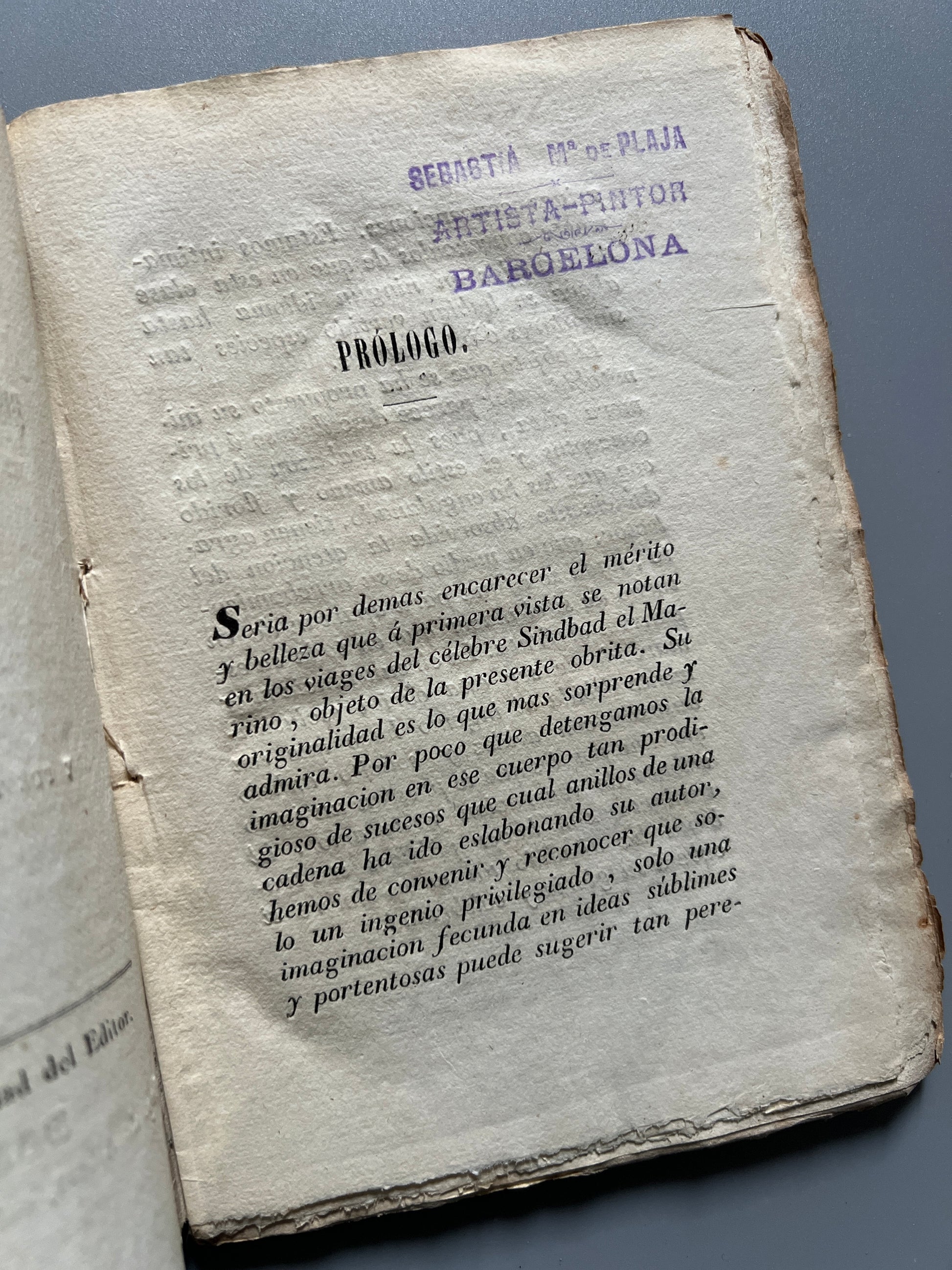 Libro de: Sinbad el marino, M. Galland (primera edición) - Barcelona, 1846