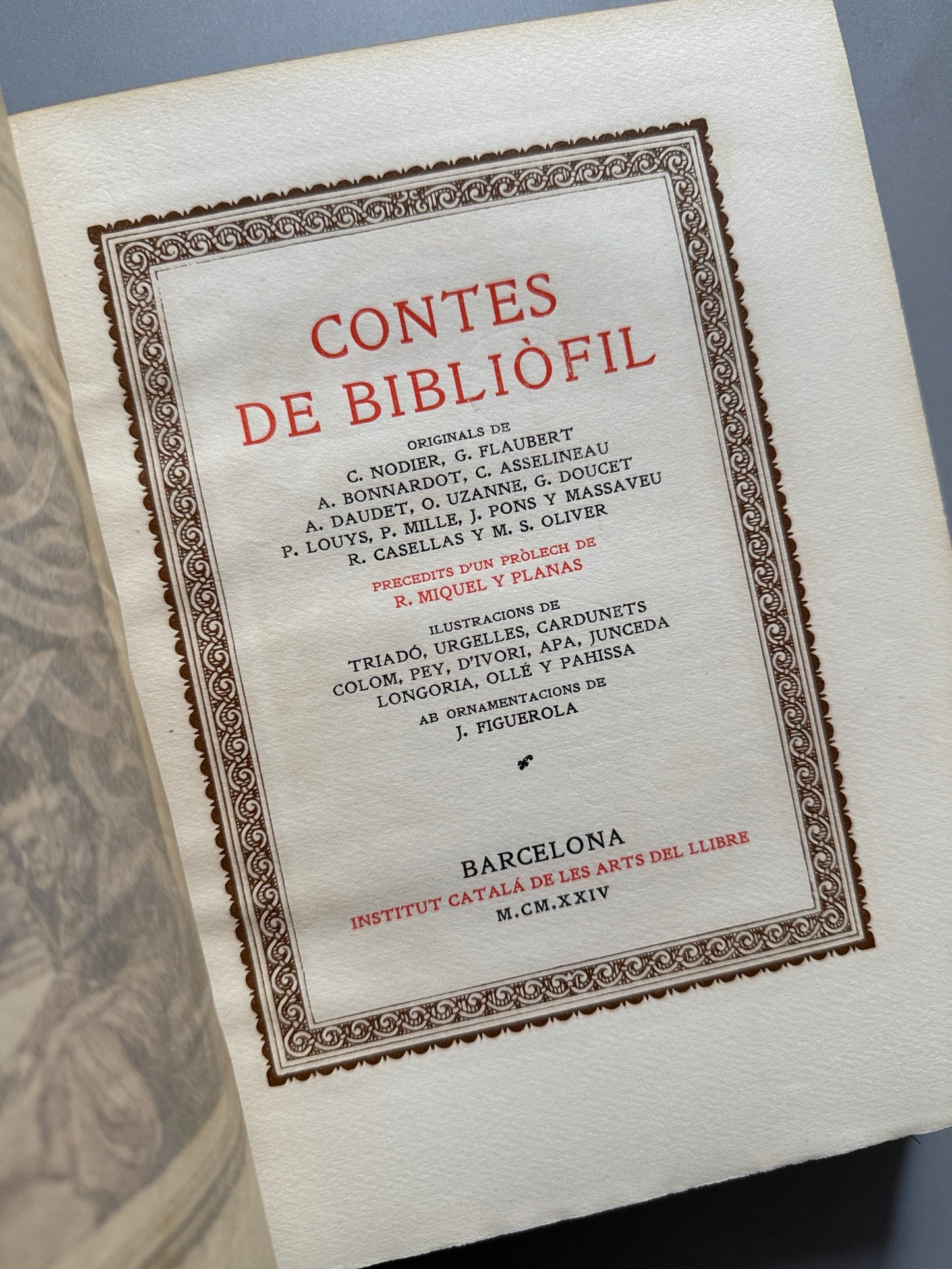 Libro de: Contes de Bibliòfil, Miquel I Planas - Institut Catala De Les Arts Del Llibre - 1924