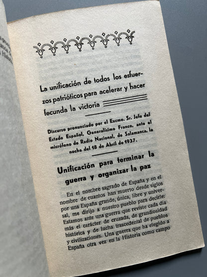 Libro de: Dos discursos históricos. Generalísimo Franco (Guerra Civil) - Ediciones Fermat, 1937