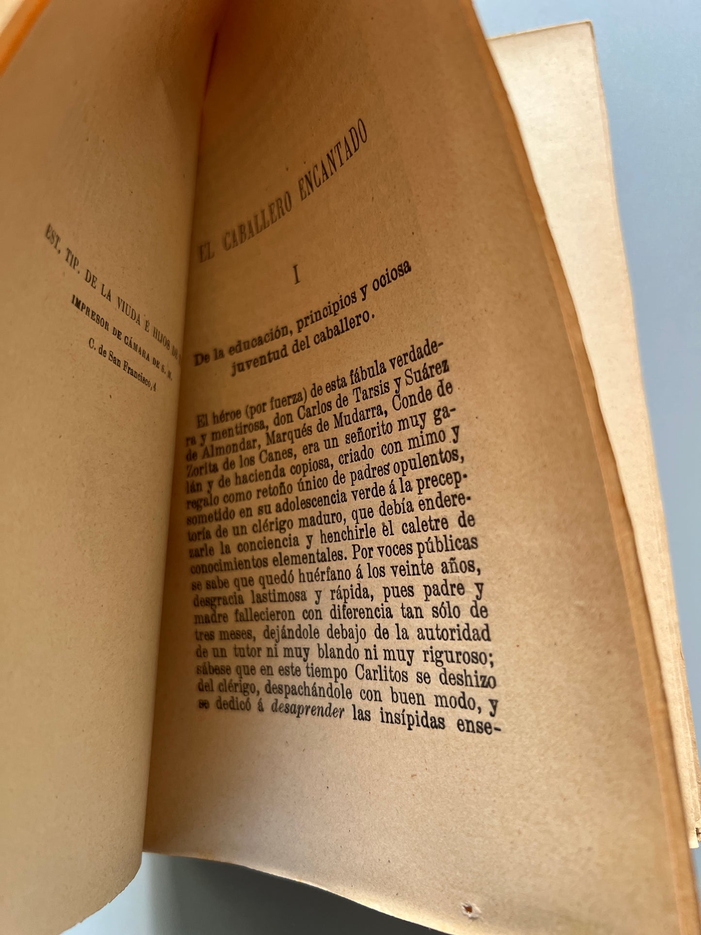 Libro de: El caballero encantado, Benito Pérez Galdós - Perlado, Páez y Compañía, 1909