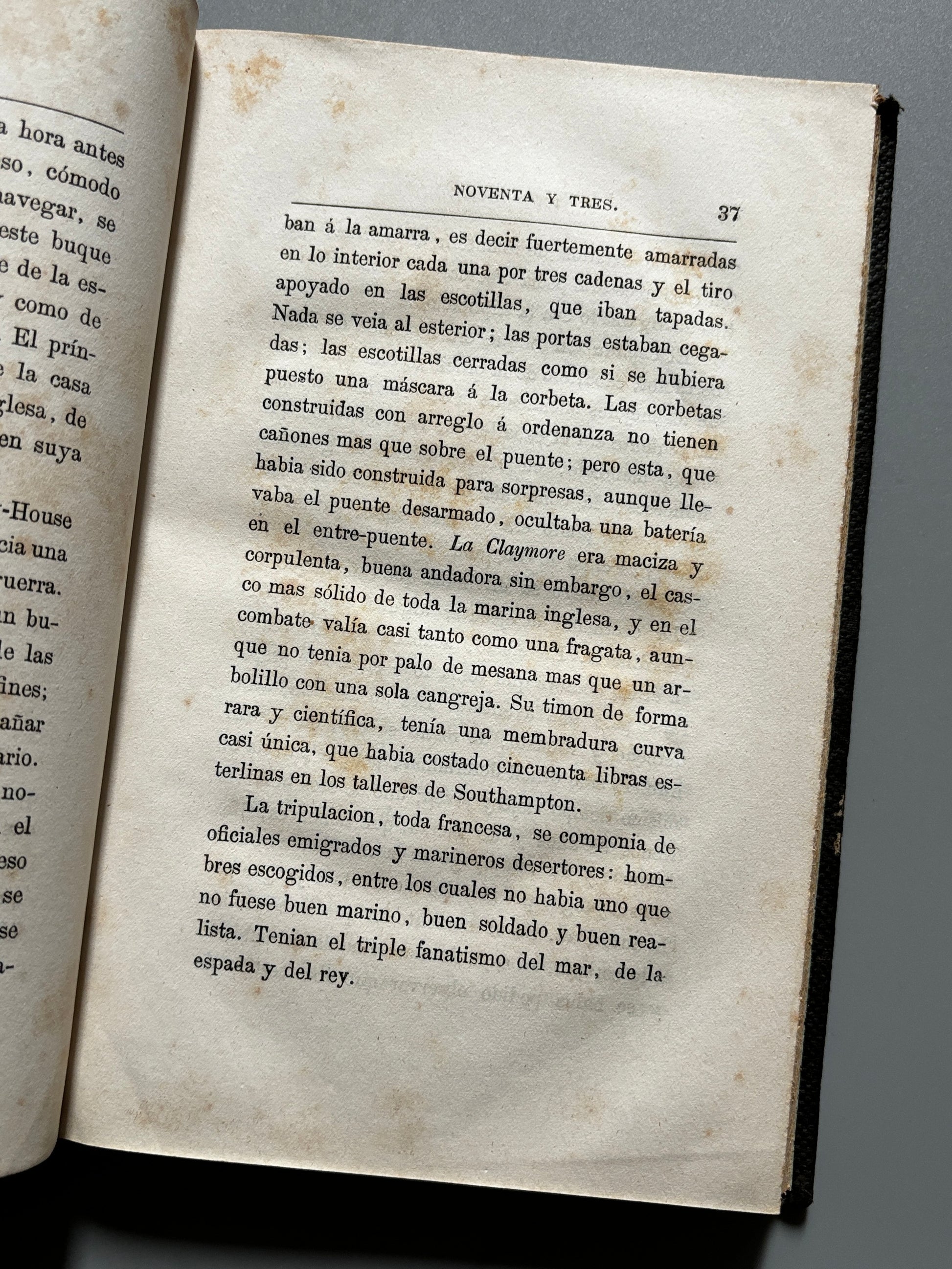 Libro de: Noventa y tres, Victor Hugo - Gaspar y Roig Editores, 1874