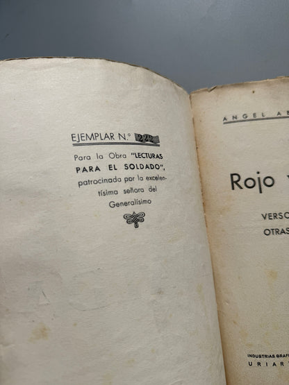 Libro de: Rojo y gualda, Angel Abad Tardez (primera edición) - Industrias Gráficas Uriarte, 1937