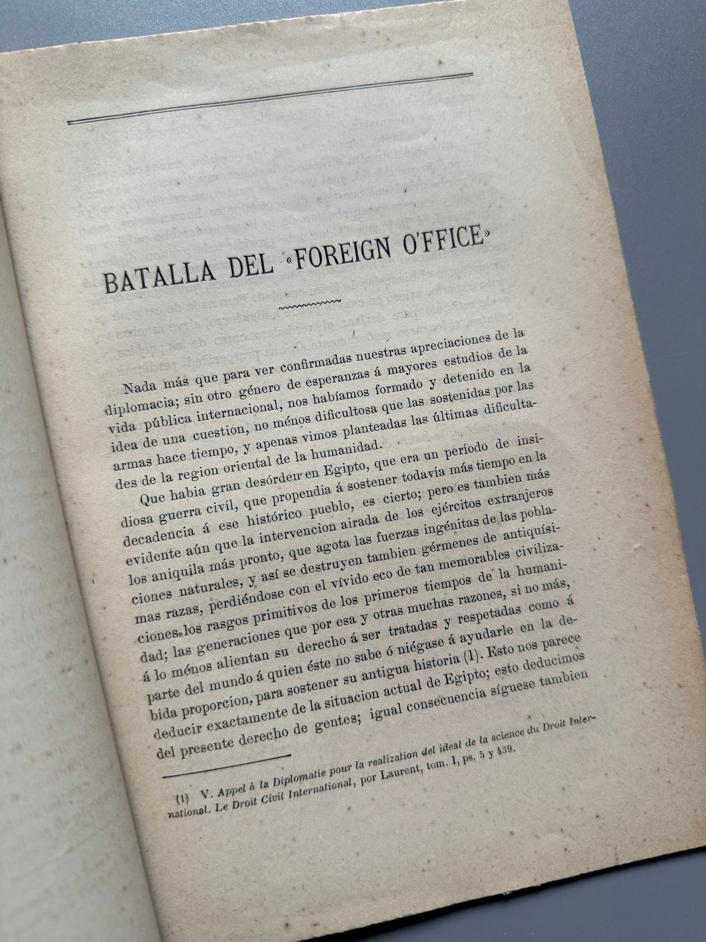 Libro de: Batalla del Foreign O'ffice, Vicente Tinajero Martinez - Madrid, 1882