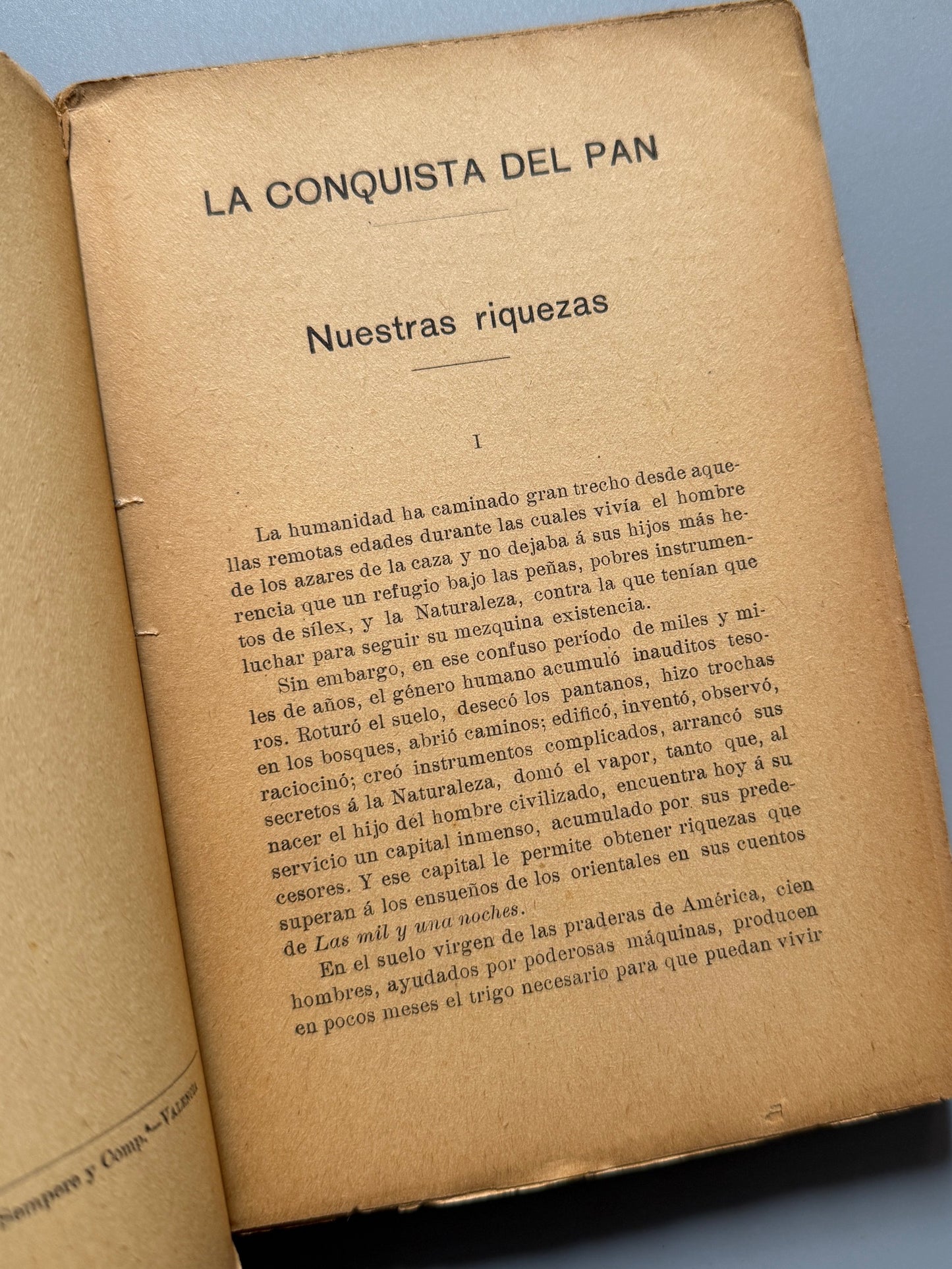 Libro de: La conquista del pan, P. Kropotkine - F. Sempere y Compañía, ca.1900