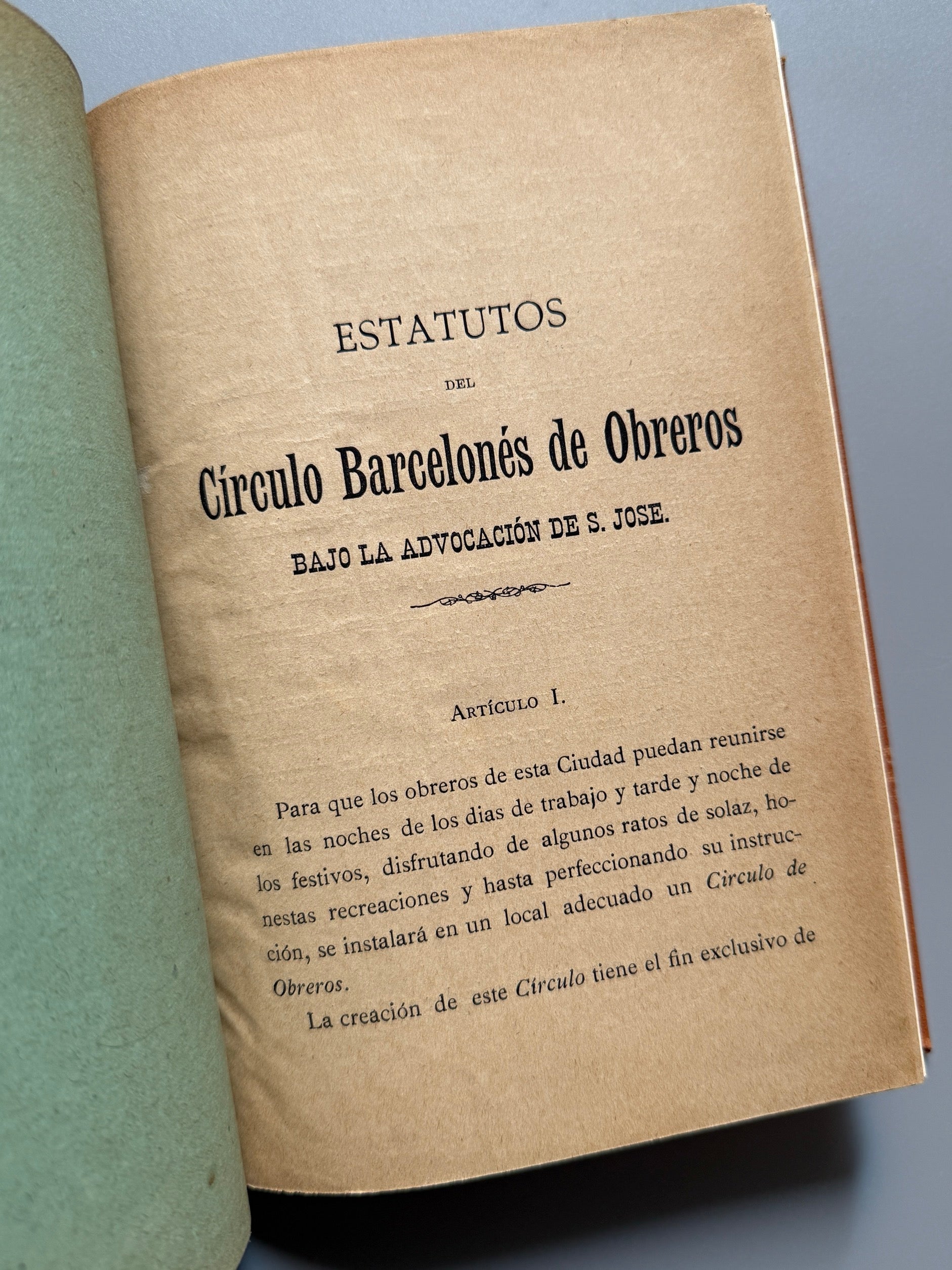 Libro de: Estatutos del Círculo Barcelonés de Obreros - Imp. de la Casa Provincial de Caridad, 1886