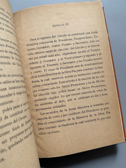 Libro de: Estatutos del Círculo Barcelonés de Obreros - Imp. de la Casa Provincial de Caridad, 1886