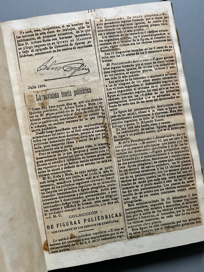 Libro de: Origen poliédrico de las especies, Arturo Soria y Mata (+ recortes periódico)  - Madrid, 1894