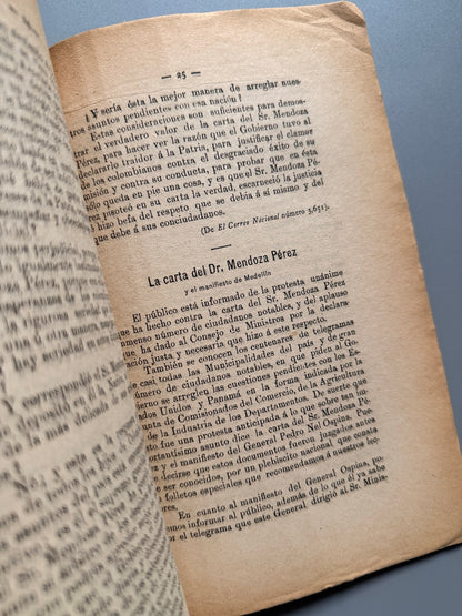 Libro de: La honra nacional y el ex-ministro Mendoza Perez - Imprenta Nacional, Bogotá, 1906