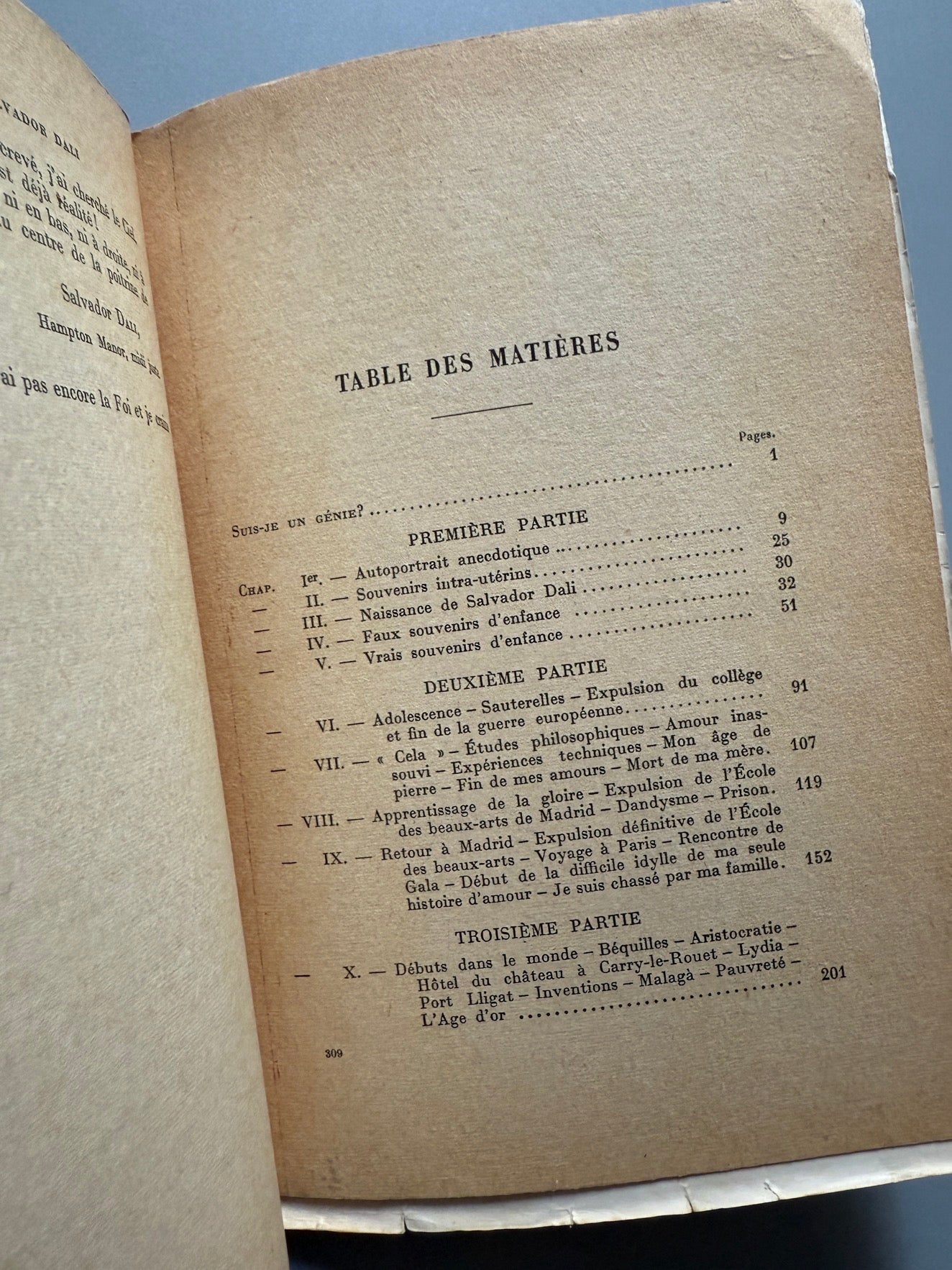 Libro de: La vie secrète de Salvador Dali, Salvador Dali - La Table Ronde, 1952