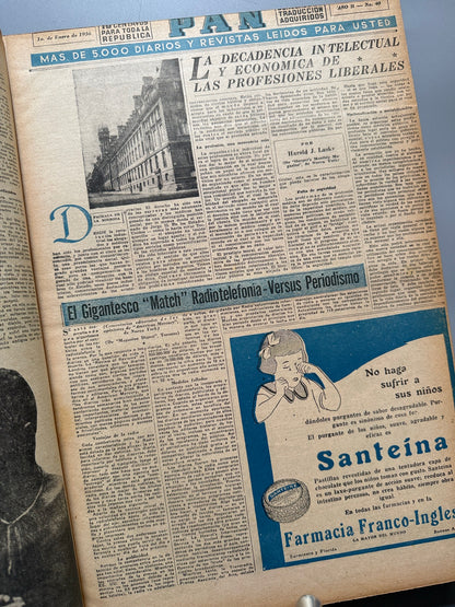 Libro de: Pan. Síntesis de toda idea mundial encuadernada, 10 enero - 25 marzo 1936 (12 números), Buenos Aires