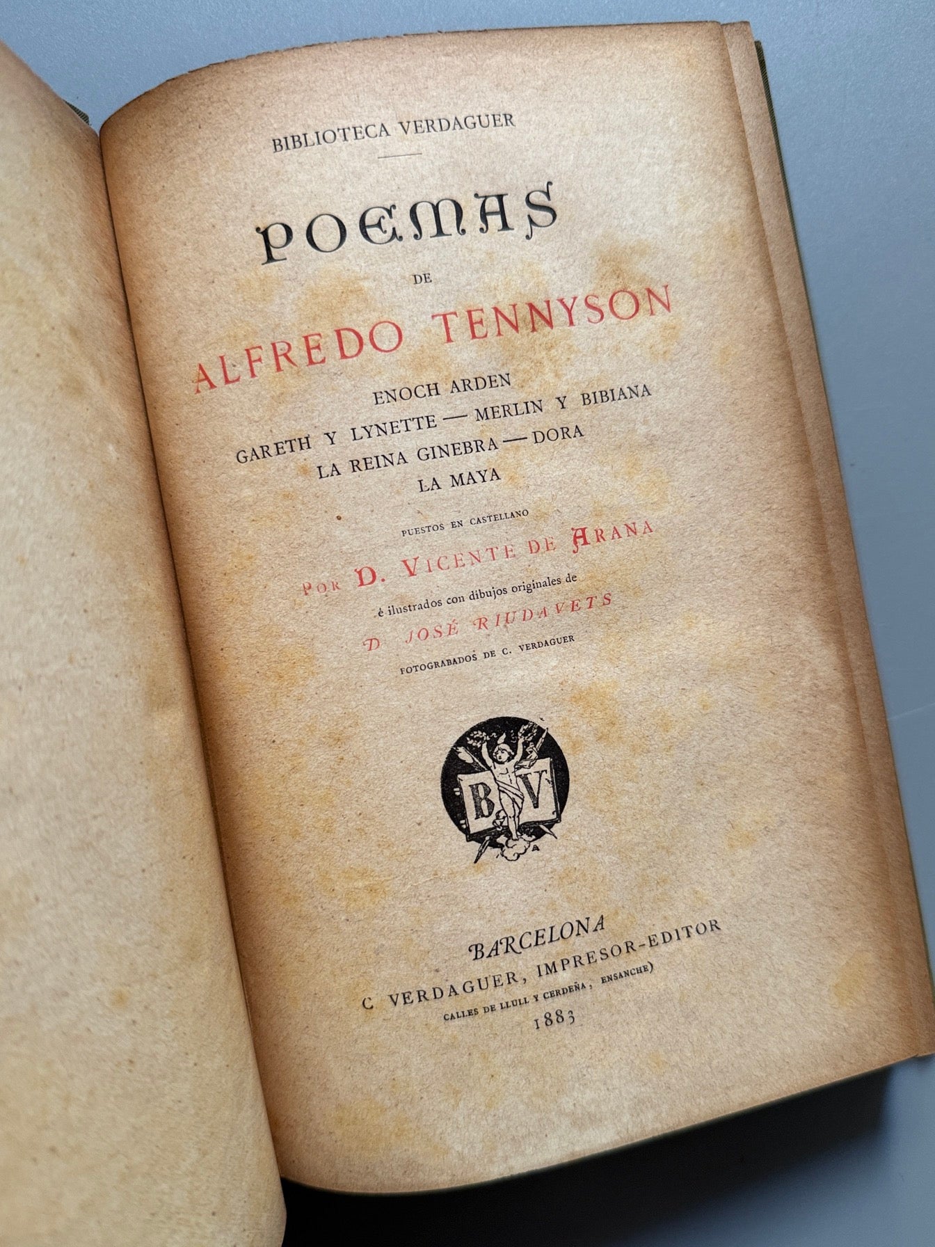 Libro de: Poemas de Tennyson - C. Verdaguer, impresor-editor, 1883