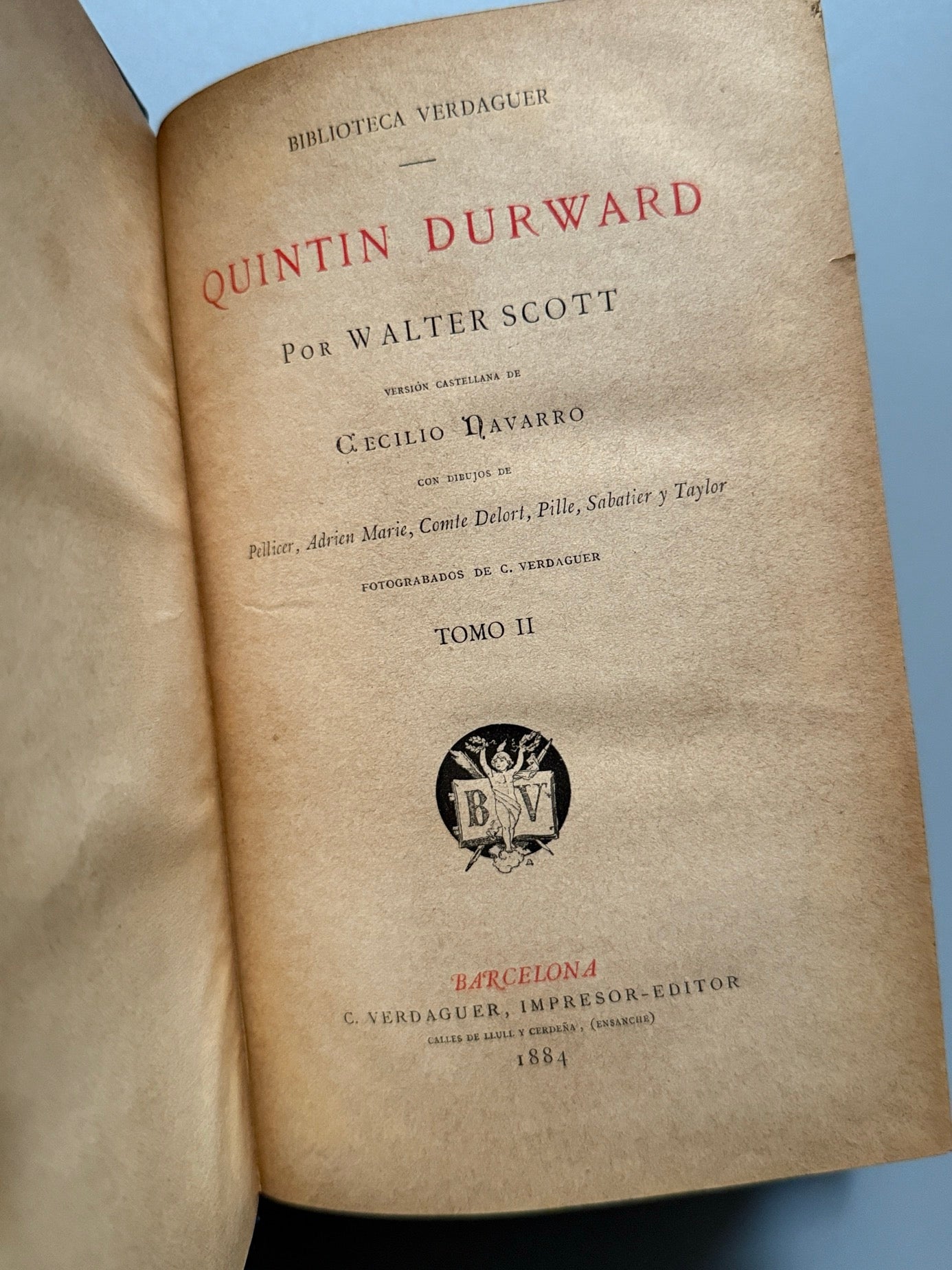 Libro de: Quintin Durward, Walter Scott - C. Verdaguer, Impresor-editor, 1884