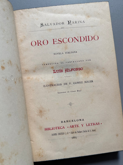 Libro de: Oro escondido, Salvador Farina - Biblioteca Arte y Letras, 1887