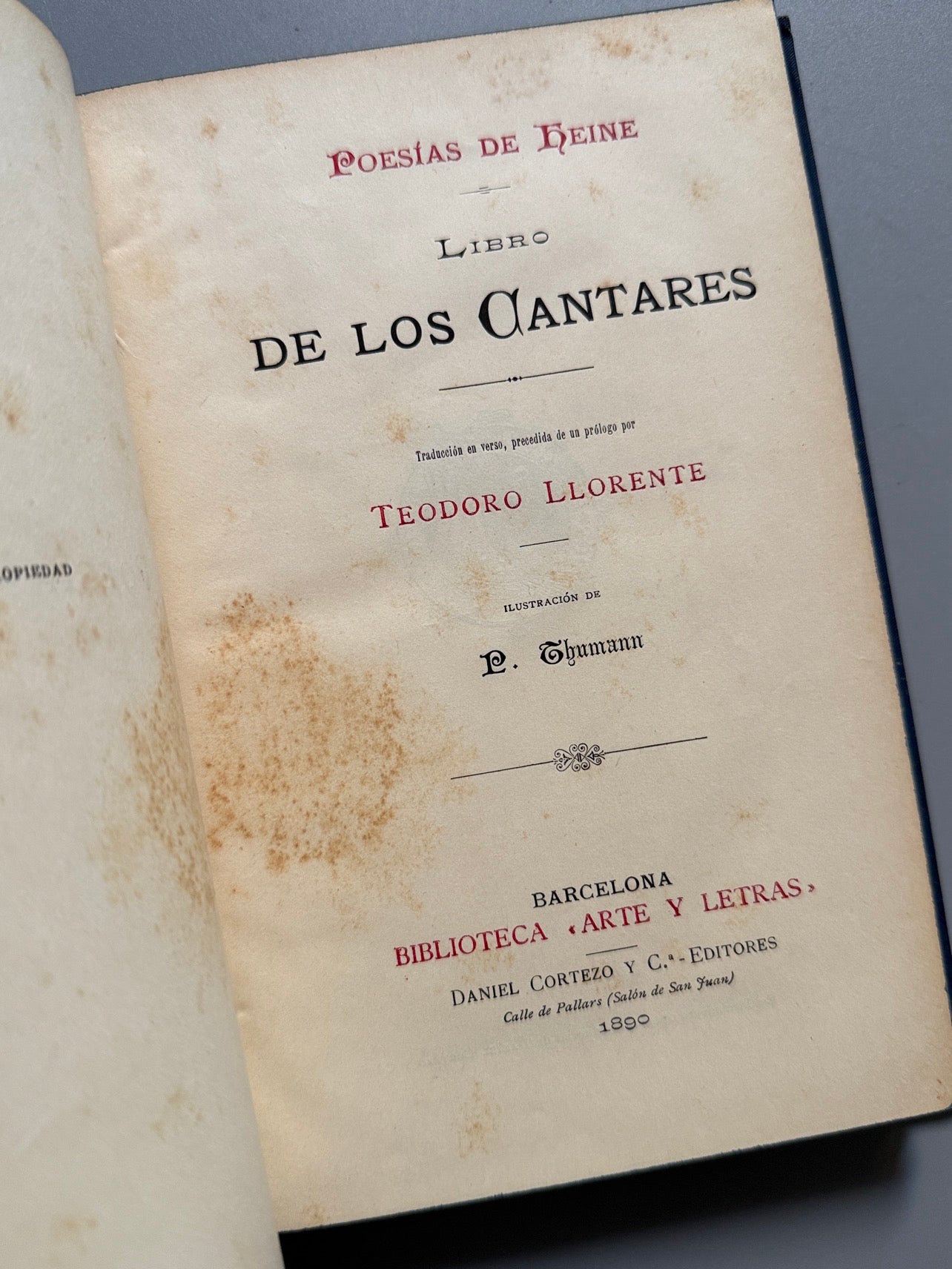 Libro de: Poemas de Heine. Libro de los cantares, Enrique Heine - Biblioteca Arte y Letras, 1890