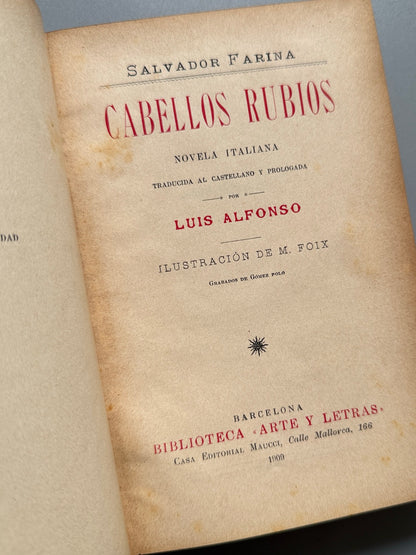 Libro de: Cabellos rubios, Salvador Farina - Casa Editorial Maucci, 1909