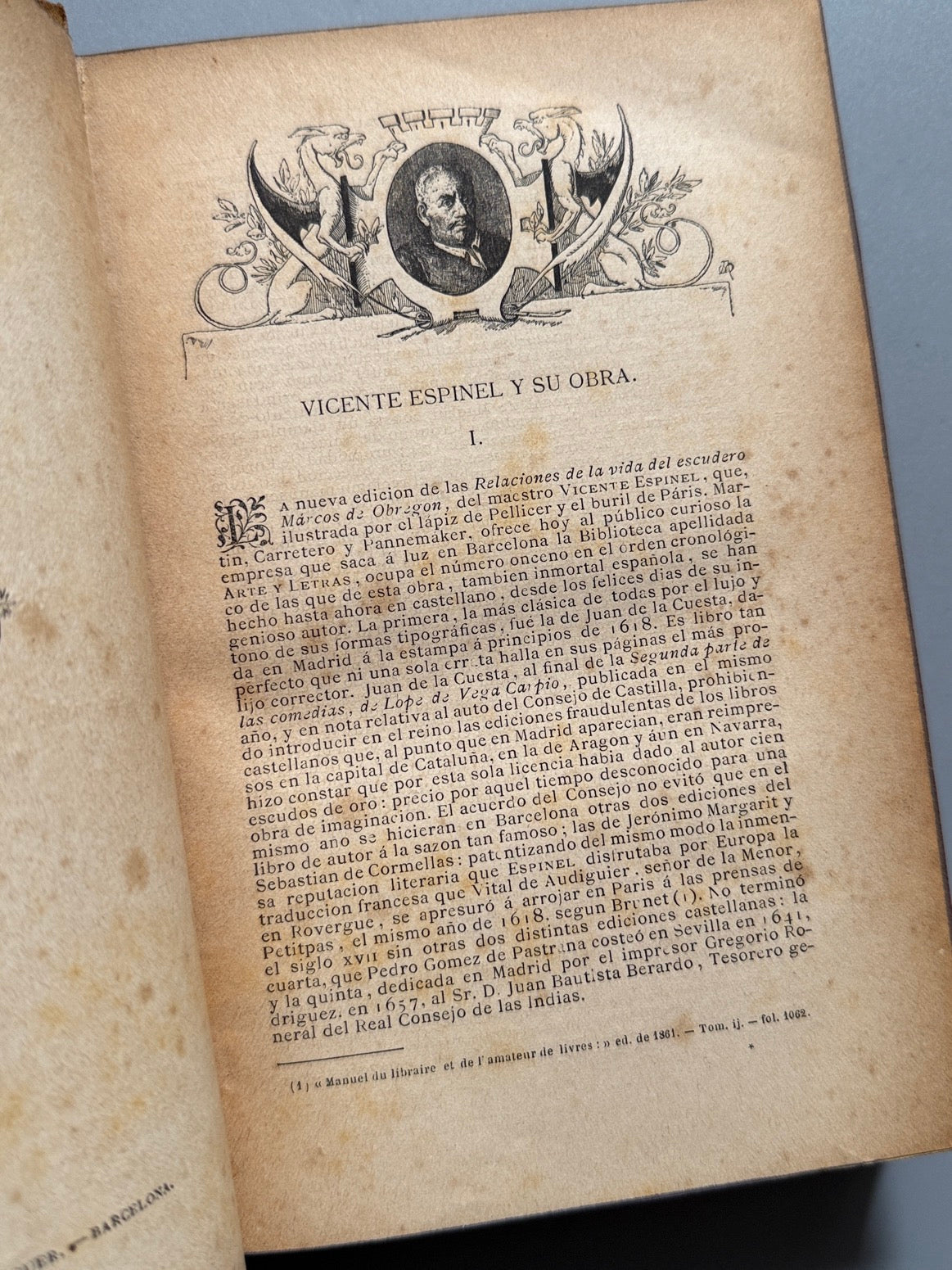 Libro de: Vida del escudero Marcos de Obregón, Vicente Espinel - Biblioteca Arte y Letras, 1881